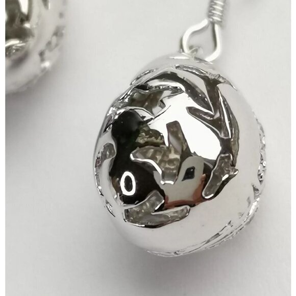 STERLING silver cz damask design dangle drop earrings - Picture 6 of 10